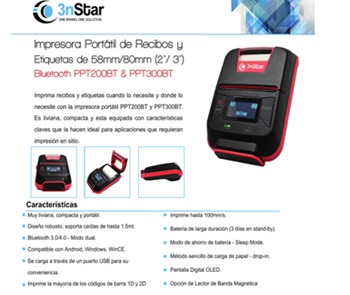 Impresora de tickets movil 3nStar PPT300BT